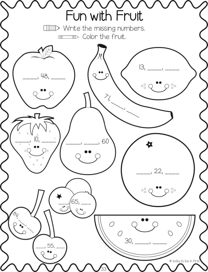 math activity for kindergarten early finishers with fruit and filling in missing numbers | Lucky Learning with Molly Lynch