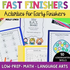 Early Finishers kindergarten activities for math and language arts | Lucky Learning with Molly Lynch