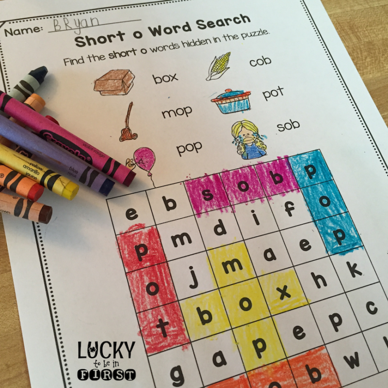 a student doing a short o word search puzzle | Lucky Learning with Molly Lynch