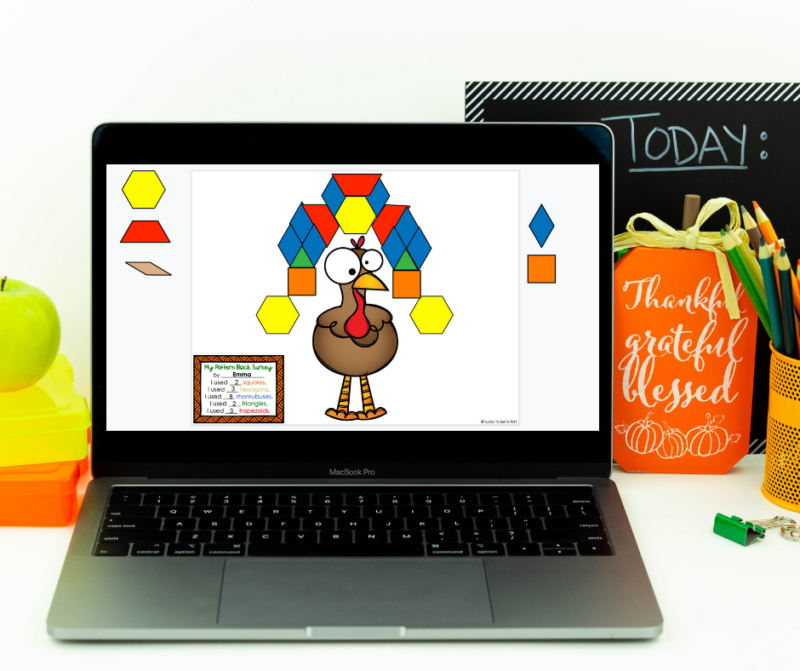 Digital Pattern Block Turkeys Google Drive file | Lucky Learning with Molly Lynch