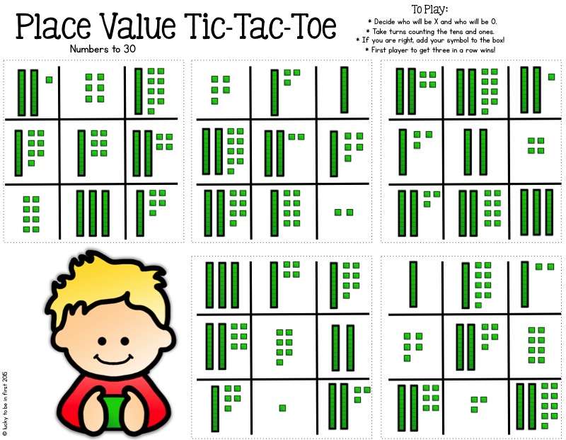 example of math tic tac toe printable math game | Lucky Learning with Molly Lynch