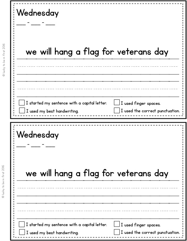 november everyday edit about veterans day for 1st graders | Lucky Learning with Molly Lynch