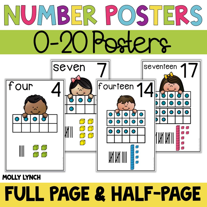 0-20 Number Posters for Classroom | Lucky Learning with Molly Lynch