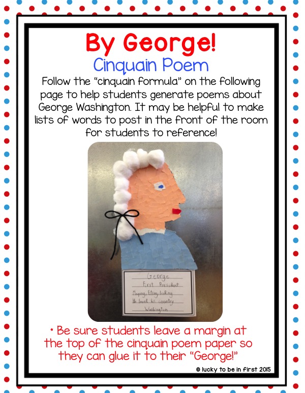 printable presidents day craft activity about george washington | Lucky Learning with Molly Lynch