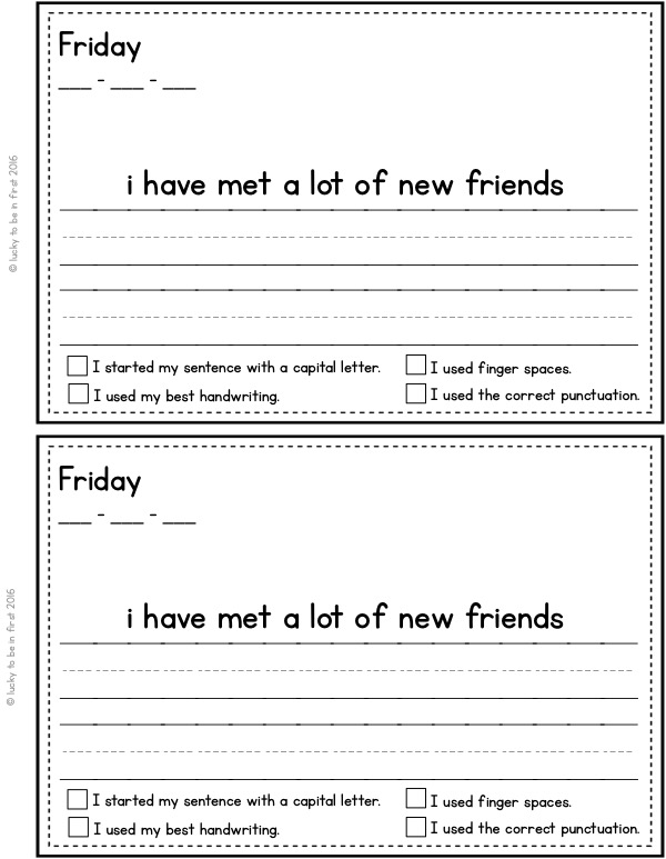 a sentence about friends to be edited by 1st graders | Lucky Learning with Molly Lynch