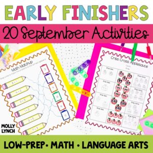 early finisher activities for 1st graders in september | Lucky Learning with Molly Lynch