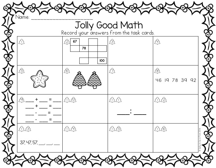 printable christmas task cards used primarily for 1st graders | Lucky Learning with Molly Lynch