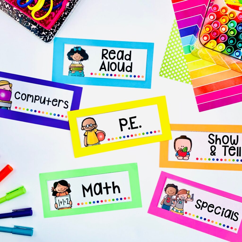 Editable Classroom Schedule Cards for Daily Schedule - 57 Cards
