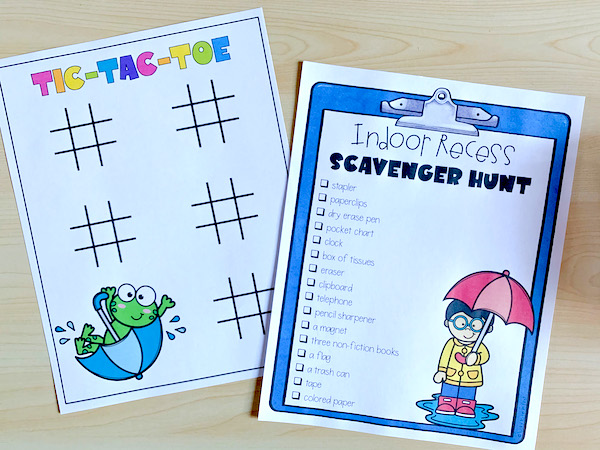 indoor recess scavenger hunt and tic tac toe game | Lucky Learning with Molly Lynch