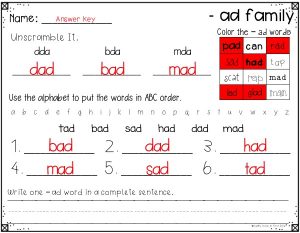 Short Vowel Word Family Printables | Shop Lucky Learning with Molly Lynch