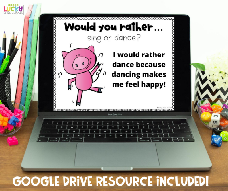 would you rather digital writing prompts google drive | Lucky Learning with Molly Lynch