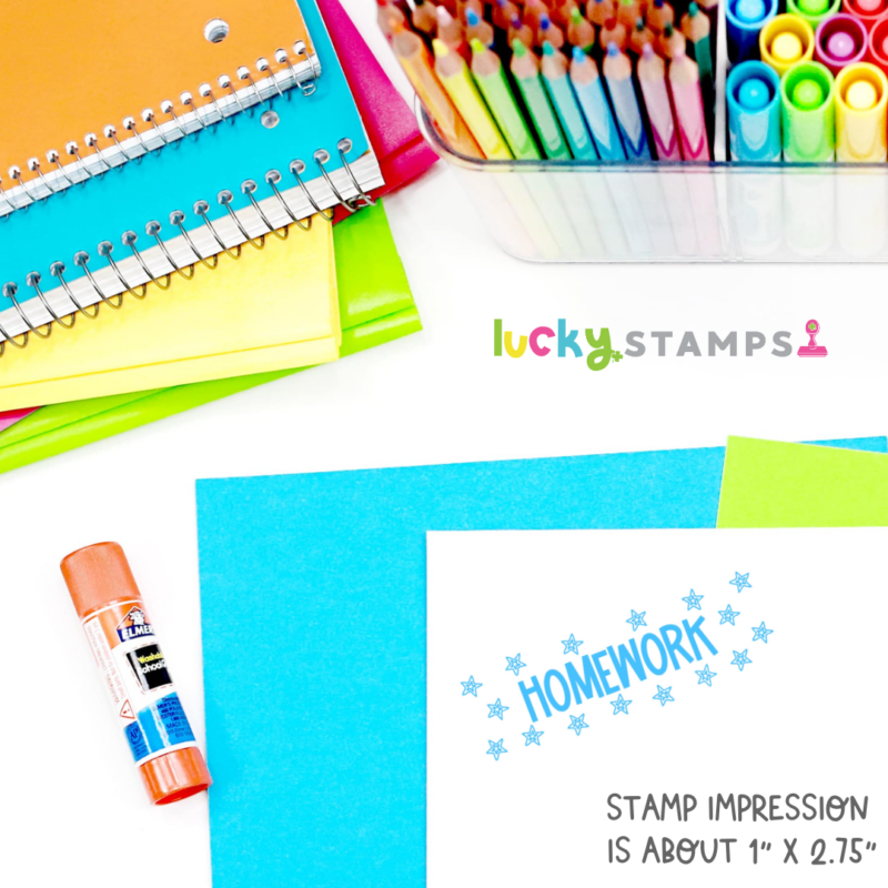 a turquoise homework stamp on a student's worksheet | Lucky Learning with Molly Lynch