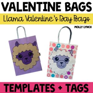 Llama Valentine's Day Bags templates and tags for Classroom | Lucky Learning with Molly Lynch