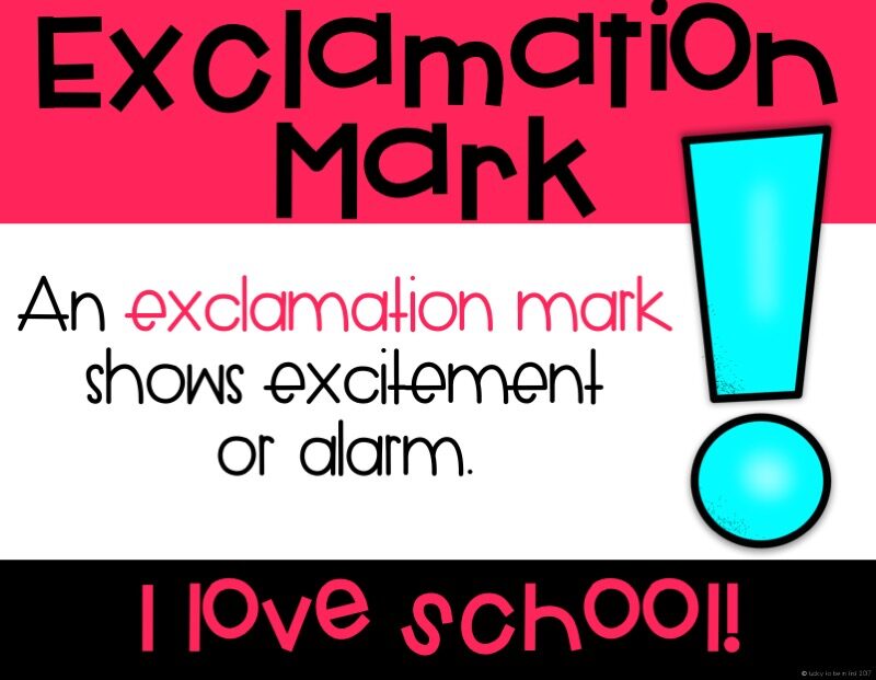 exclamation mark example for punctuation marks posters | Lucky Learning with Molly Lynch