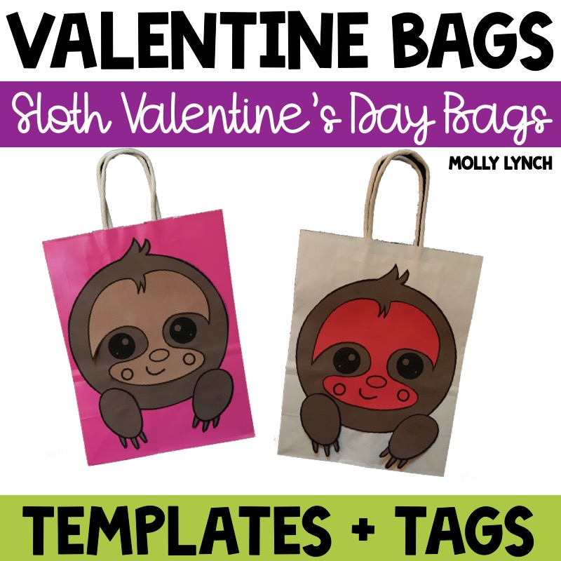 sloth themed valentine's goodie bag for preschoolers and elementary school classrooms | Lucky Learning with Molly Lynch