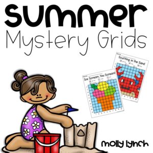 printable mystery grid coloring pages for 1st grade | Lucky Learning with Molly Lynch