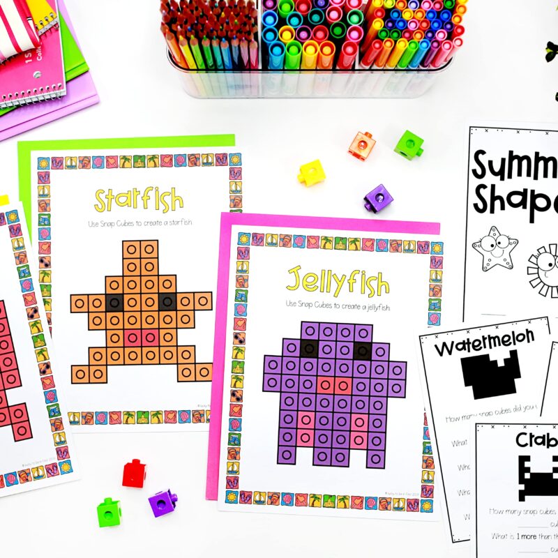 Summer Snap Cube Mats and Mini Books for Math Centers | Lucky Learning with Molly Lynch