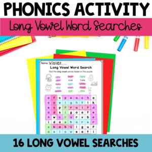 16 Long Vowel Word Search Phonics Activities | Lucky Learning with Molly Lynch