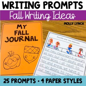 25 Fall Writing Journal Prompts for 1st 2nd grade | Lucky Learning with Molly Lynch