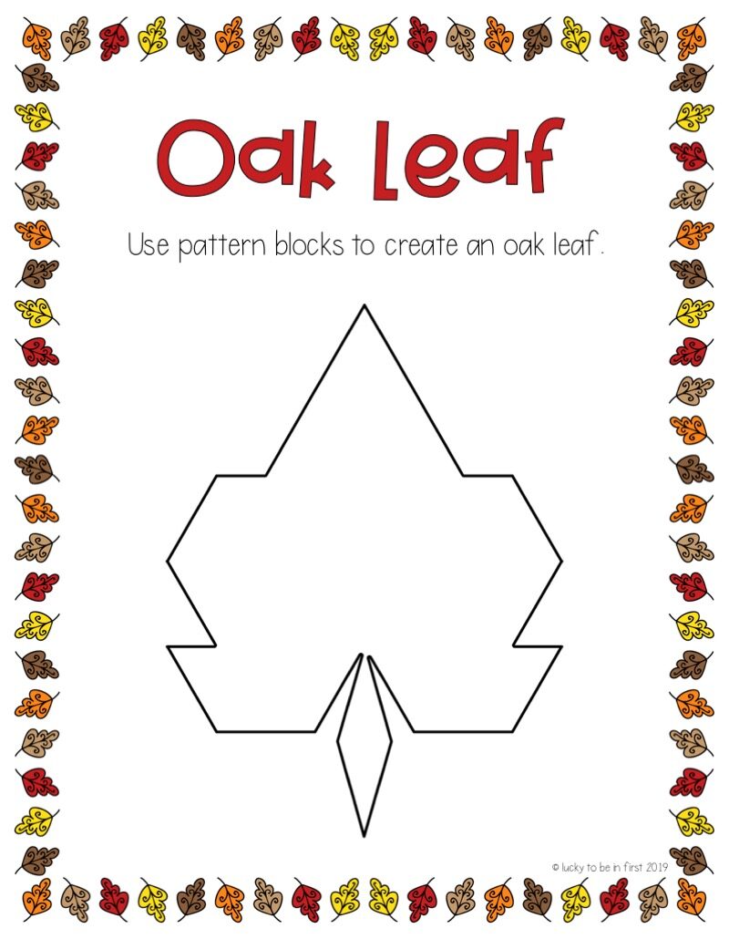 Fall Pattern Block Mat of an oak leaf | Lucky Learning with Molly Lynch