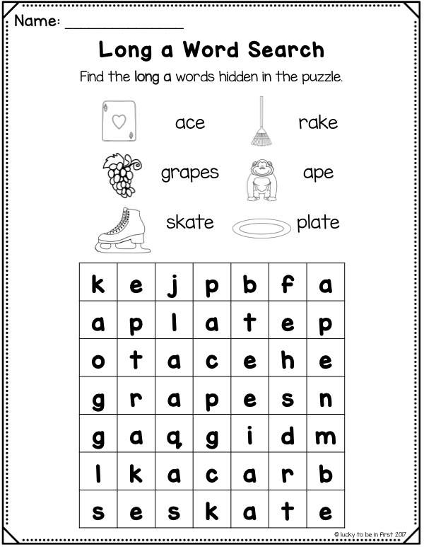 Long Vowel Word Search focused on long a | Lucky Learning with Molly Lynch