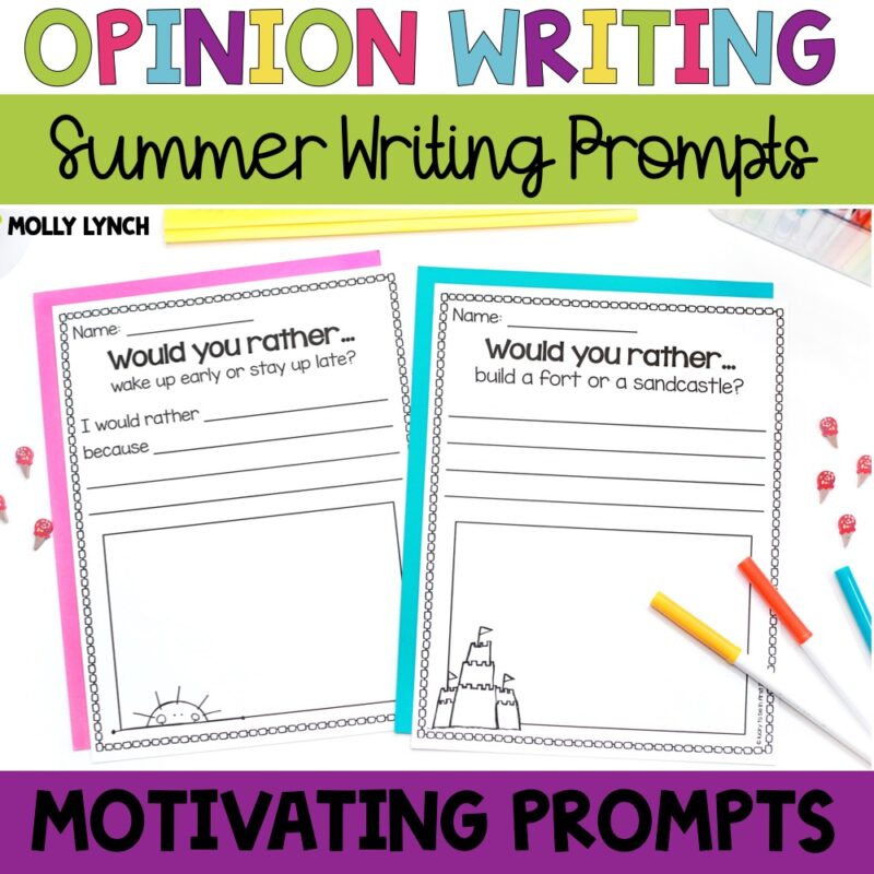 would you rather summer edition writing prompts for 1st graders | Lucky Learning with Molly Lynch