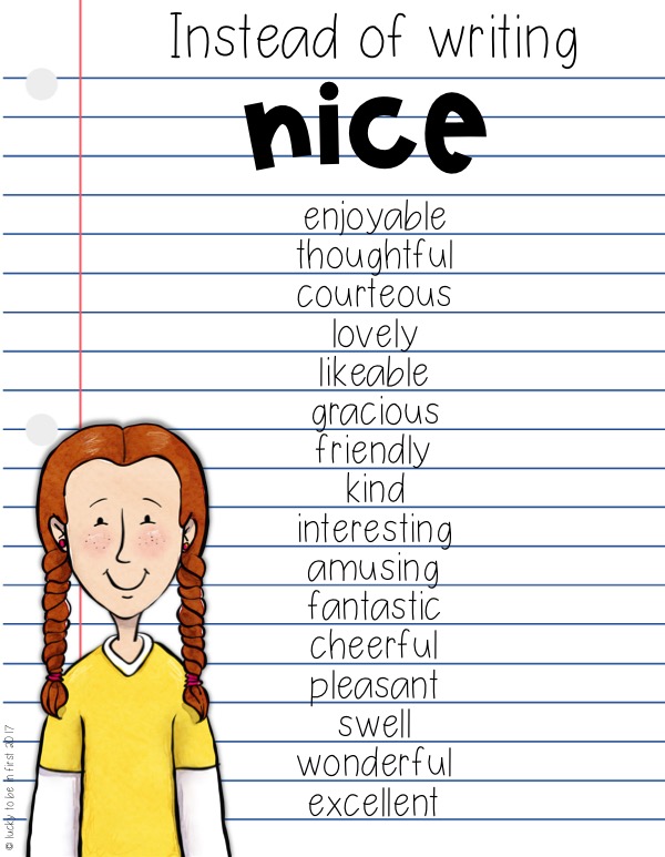 synonym poster for the word nice | Lucky Learning with Molly Lynch