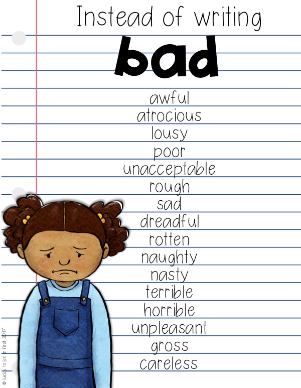Say What Synonym Posters about the word bad | Lucky Learning with Molly Lynch