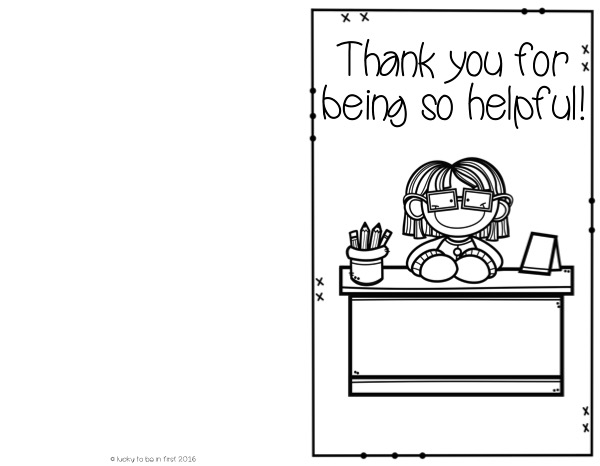 a thank you note that say thank you for being so helpful with a picture of a teacher | Lucky Learning with Molly Lynch