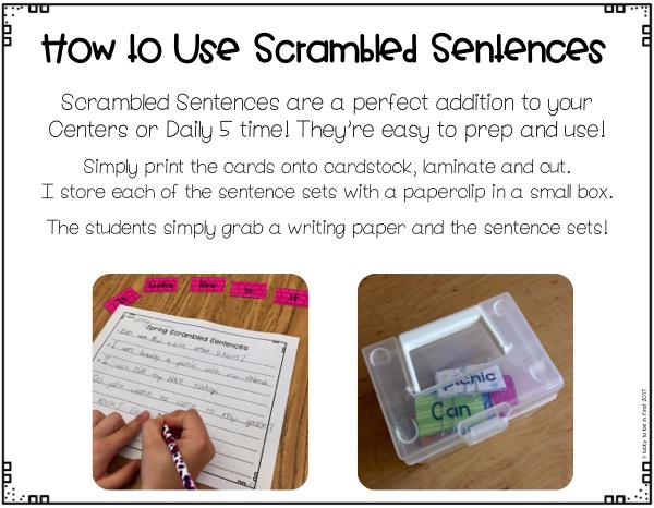 instructions for using scrambled sentences in the elementary classroom | Lucky Learning with Molly Lynch
