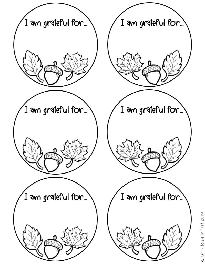 black and white circles with the words i am grateful for to be used as a classroom gratitude activity | Lucky Learning with Molly Lynch