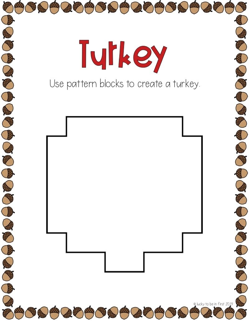 blank version of a turkey snap cube mat | Lucky Learning with Molly Lynch