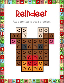 colored reindeer snap cube mat puzzle for teaching math to 1st graders | Lucky Learning with Molly Lynch