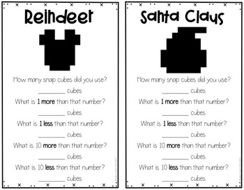 examples of reindeer and santa claus snap cube mat activities for 1st grade | Lucky Learning with Molly Lynch