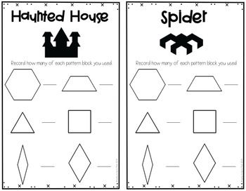 a haunted house and spider pattern block mat for halloween | Lucky Learning with Molly Lynch