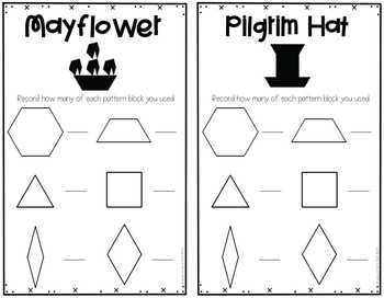 a printable mayflower and pilgrim hat pattern block mat activity | Lucky Learning with Molly Lynch