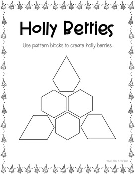 holly berries christmas time pattern block mat for kindergarten and 1st grade | Lucky Learning with Molly Lynch