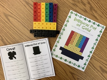 overview shot of st patricks day snap cube mats and mini book | Lucky Learning with Molly Lynch