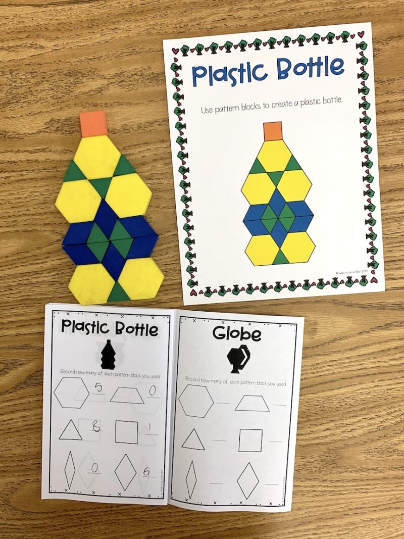 example of a 1st grader using a pattern block picture to learn | Lucky Learning with Molly Lynch