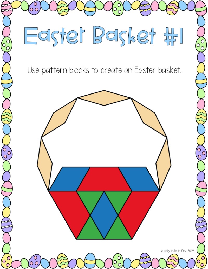 colored version of pattern block mats for easter in the classroom | Lucky Learning with Molly Lynch