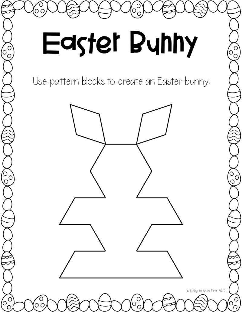 easter bunny pattern block mat printable | Lucky Learning with Molly Lynch