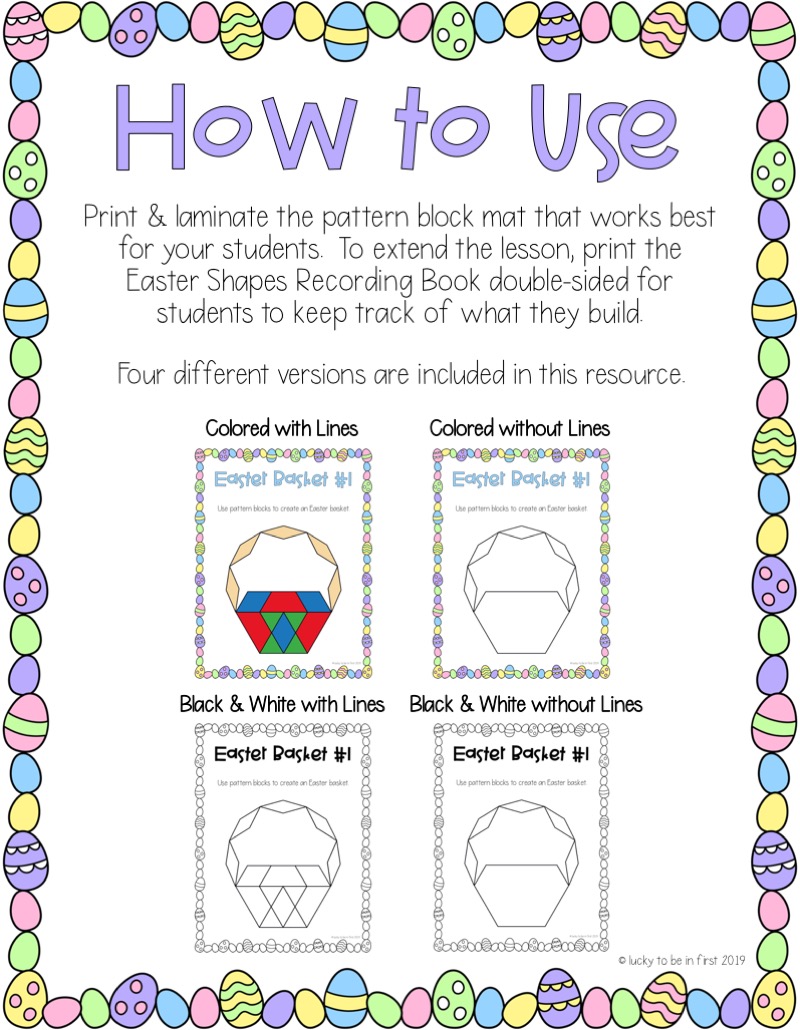 how to use easter pattern block mats | Lucky Learning with Molly Lynch