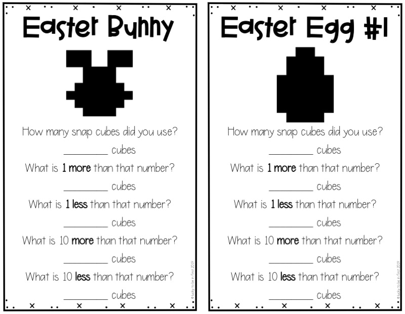 example of easter snap cube mats for elementary students | Lucky Learning with Molly Lynch