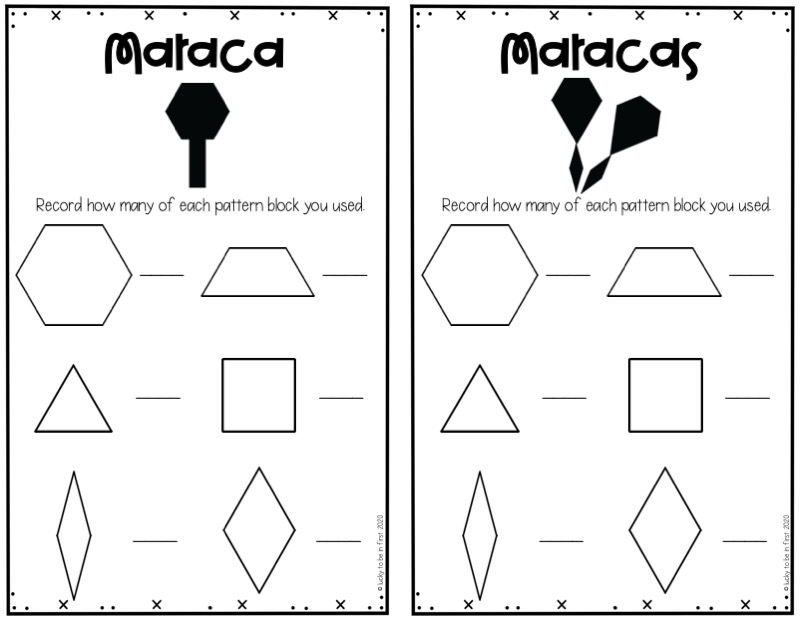 Cinco de Mayo Pattern Blocks for 1st and 2nd graders about maracas | Lucky Learning with Molly Lynch