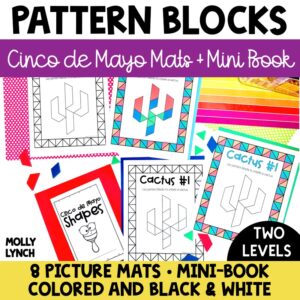 10 pattern blocks mats and mini book for cinco de mayo for 1st and 2nd grade | Lucky Learning with Molly Lynch