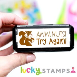 Squirrel Teacher Stamp that says aww nuts try again | Lucky Learning with Molly Lynch