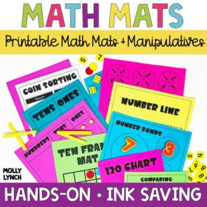 printable math mats for hands on learning in k-2 classrooms | Lucky Learning with Molly Lynch