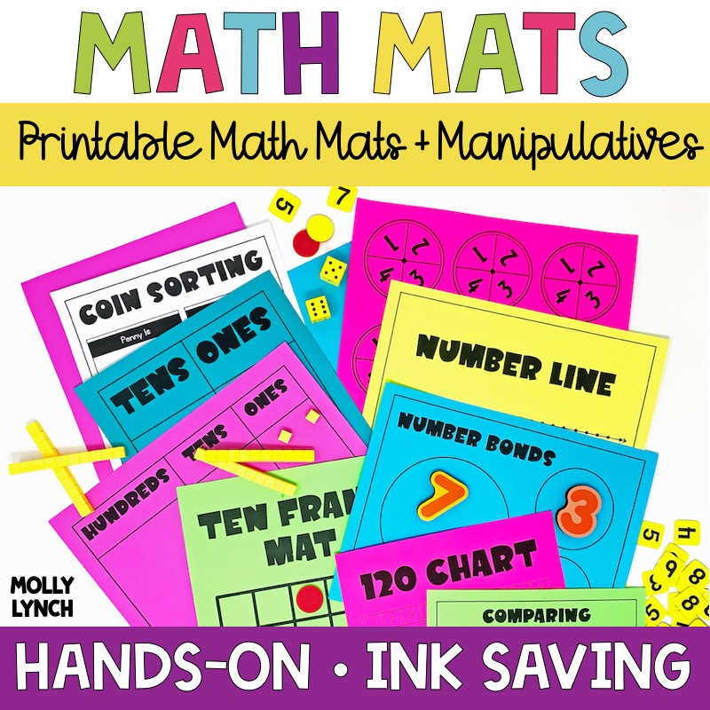 printable math mats for hands on learning in k-2 classrooms | Lucky Learning with Molly Lynch