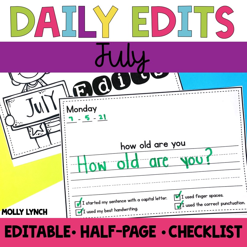 everyday edits for july 1st grade | Lucky Learning with Molly Lynch