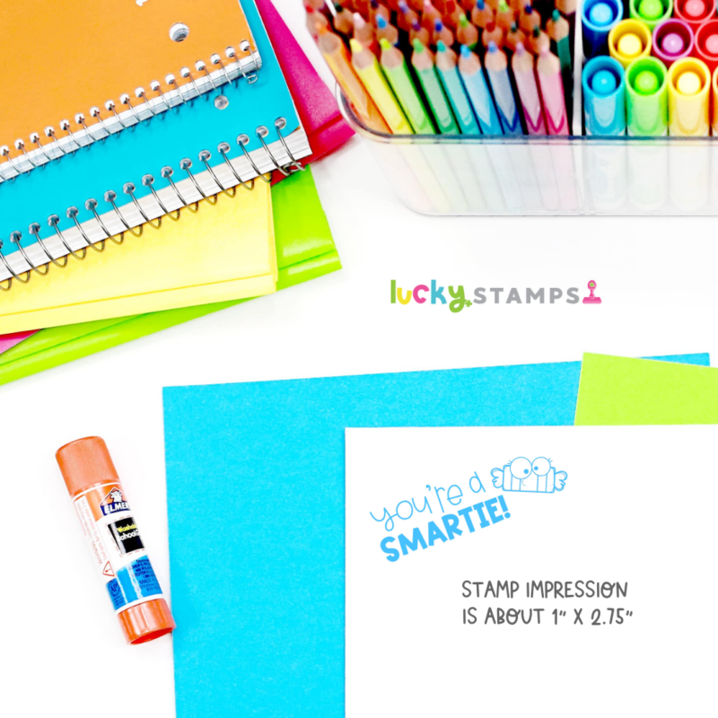 You're a Smartie stamp on paper with blue ink | Lucky Learning with Molly Lynch